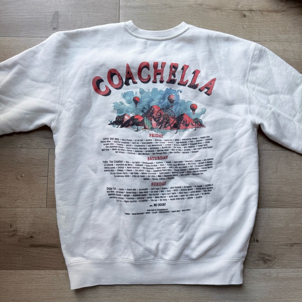 Coachella 2024 Pullover Crewneck Sweatshirt Official Gear Cream Size Medium - Picture 8 of 11